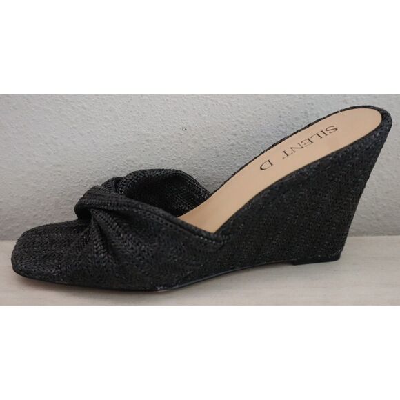 Silent D Women's Sz 39 US 8-8.5 Black Synthetic Raffia Katia Wedge Sandals - Picture 9 of 10